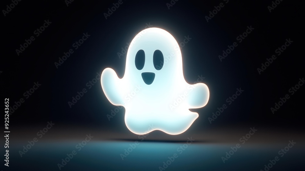 A cheerful ghost character glowing in a dark environment, exuding a playful and friendly vibe. A cheerful ghost character glowing in a dark environment, exuding a playful and friendly vibe.