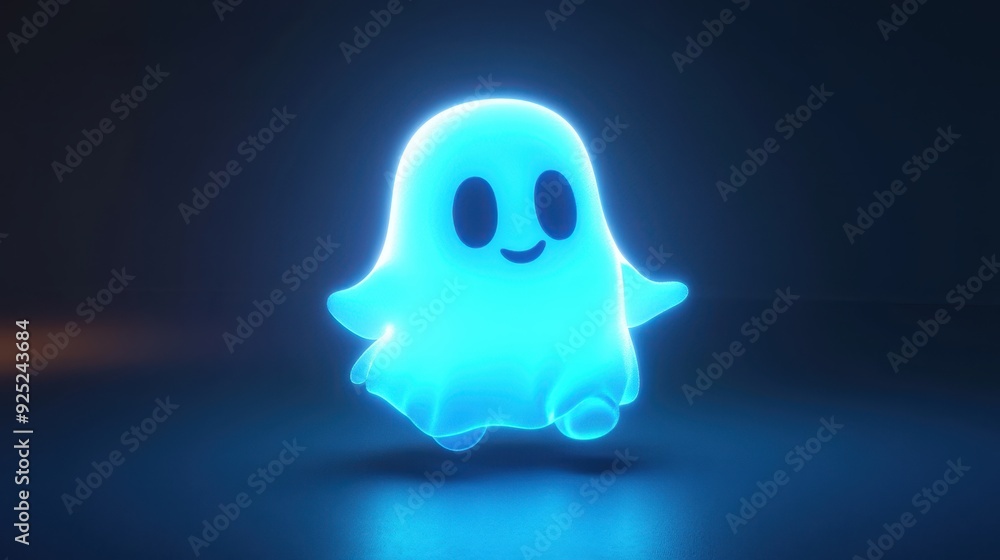 Cute Glowing Cartoon Ghost Character Illustration Cute Glowing Cartoon Ghost Character Illustration