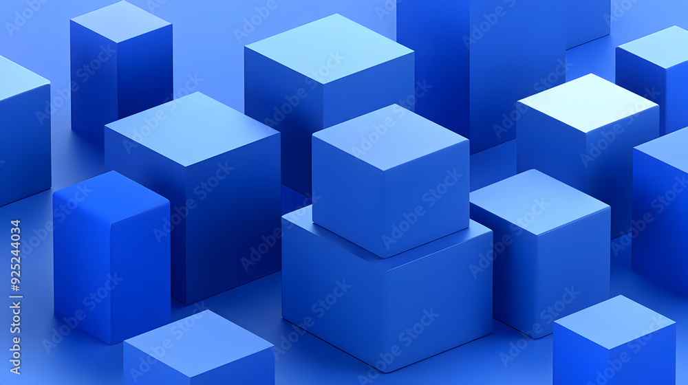 A collection of blue geometric shapes arranged in a visually appealing composition. A collection of blue geometric shapes arranged in a visually appealing composition.