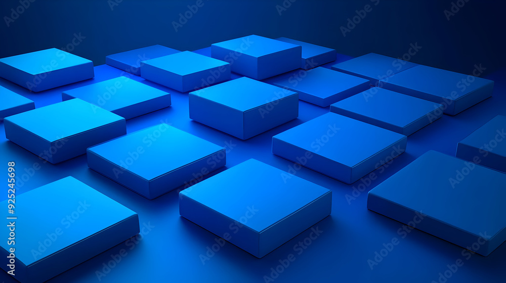 A collection of blue rectangular blocks arranged on a gradient background. A collection of blue rectangular blocks arranged on a gradient background.