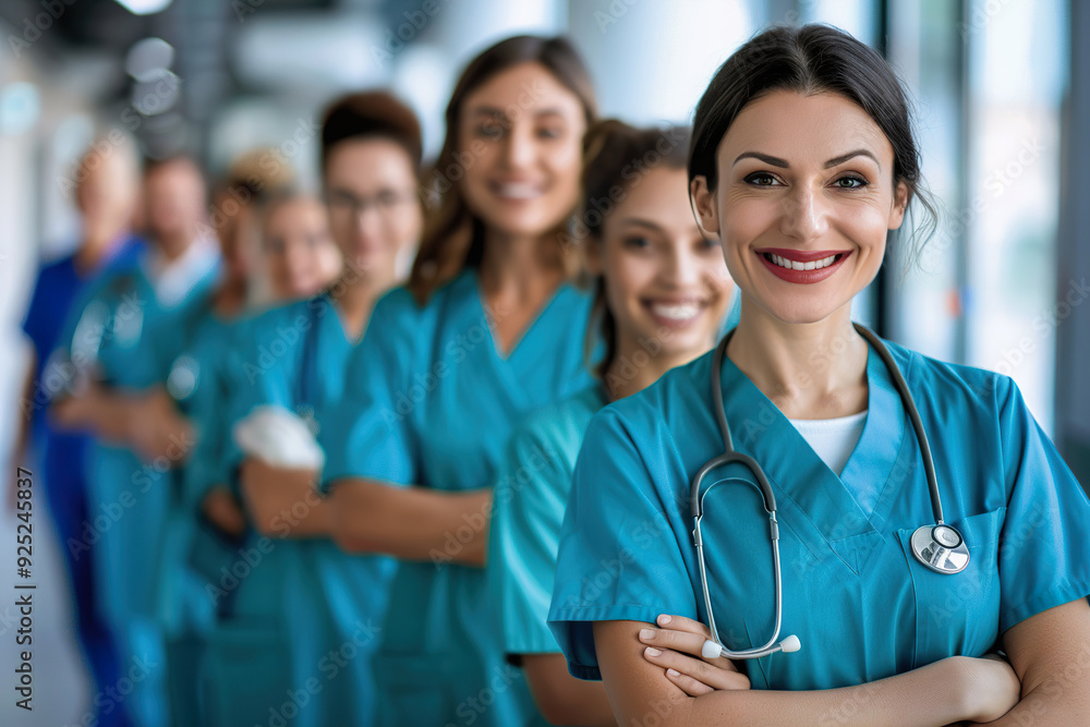A group of doctors are smiling for the camera, generative ai image. A group of doctors are smiling for the camera, generative ai image.