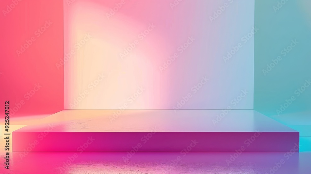 Single platform in a room with gradient walls. AI generated images. Single platform in a room with gradient walls. AI generated images.