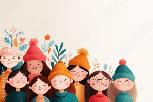 Wallpaper Mural Celebrating Diversity and Team Spirit at a Colorful Team-Building Event in a Vibrant Office Culture - Hand-drawn Vector Illustration Torontodigital.ca