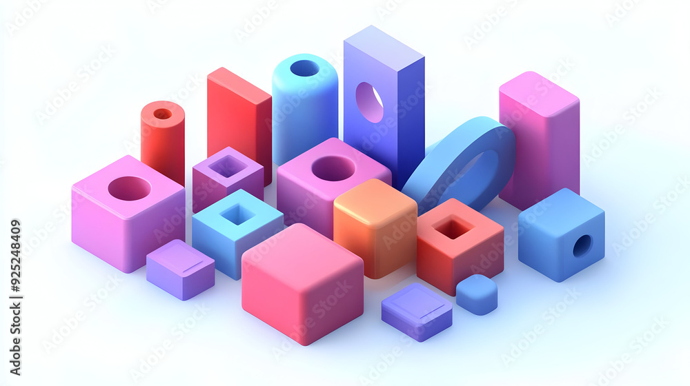 A collection of colorful geometric shapes arranged artistically. A collection of colorful geometric shapes arranged artistically.