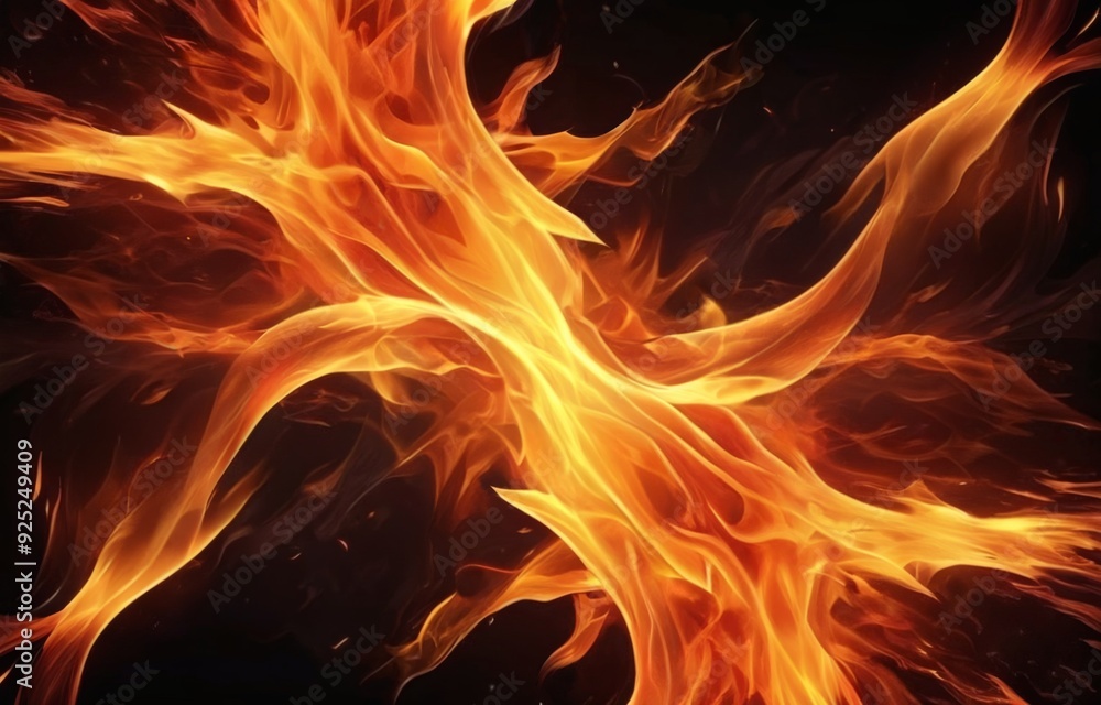 Fototapeta premium Fire flames on dark background.