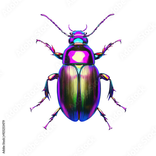 A colorful, holographic beetle showcasing intricate details and vibrant hues that captivate the eye.