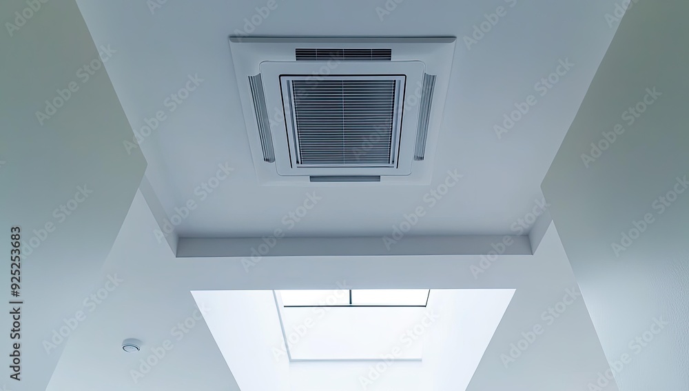 Ceiling with AC vent and skylight. Ceiling with AC vent and skylight.