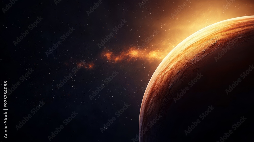 An artist's depiction of an exoplanet with a star as its backdrop and a distant star in the foreground An artist's depiction of an exoplanet with a star as its backdrop and a distant star in the foreground