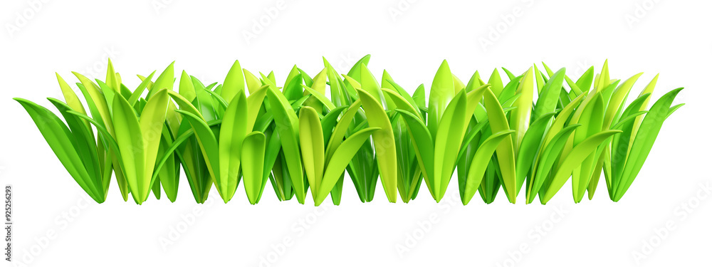 Obraz na plátně Green grass border 3d render illustration