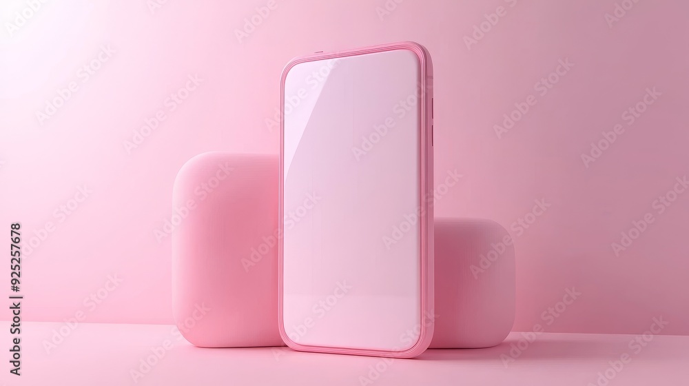 A pink smartphone with blank screen on a pink background. Perfect for minimalist tech and product mockups. A pink smartphone with blank screen on a pink background. Perfect for minimalist tech and product mockups.