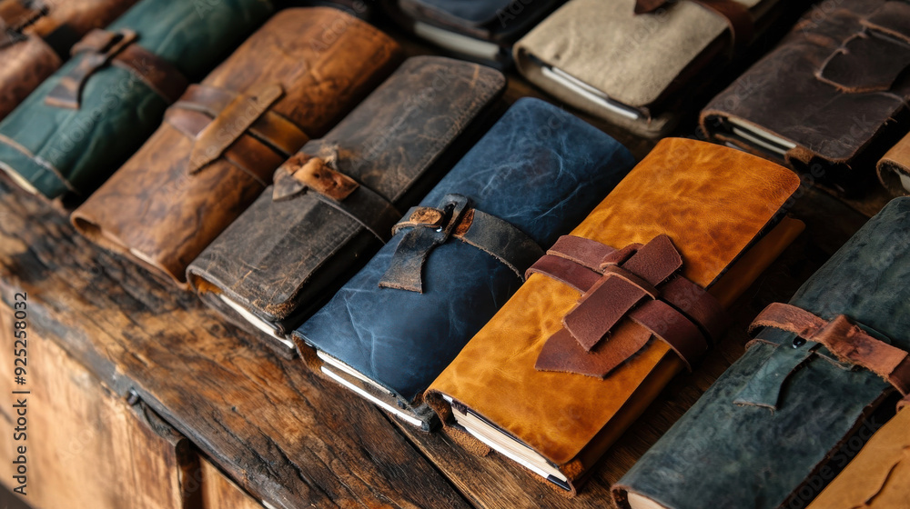 Handmade leather journals and notebooks with unique bindings and textures Handmade leather journals and notebooks with unique bindings and textures