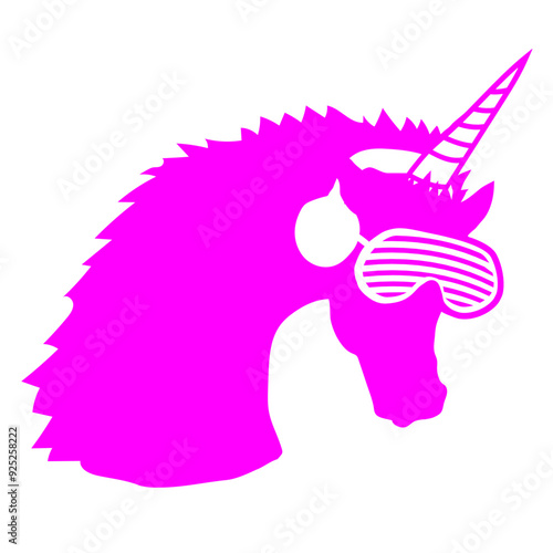 Mystical Fabulous Pink Unicorn Horn Horse Music Party DJ Clubbers Raver comic humor cartoon Sunglasses Headphone cool techno dance fun electro sounds lovers like disco rave club festival concert	