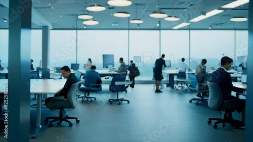 timelapse of people in the office working busy