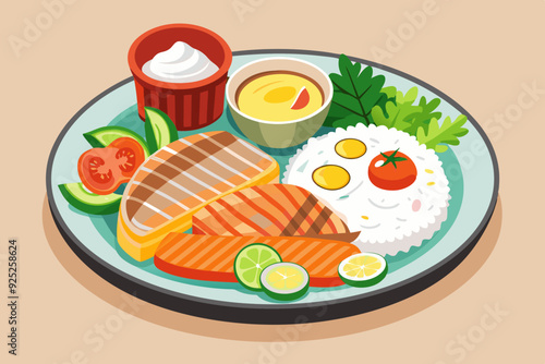 Illustration vector of Healty Breakfast Egg and simple