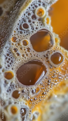 Close-Up of Bubbles and Liquid on a Textured Surface photo