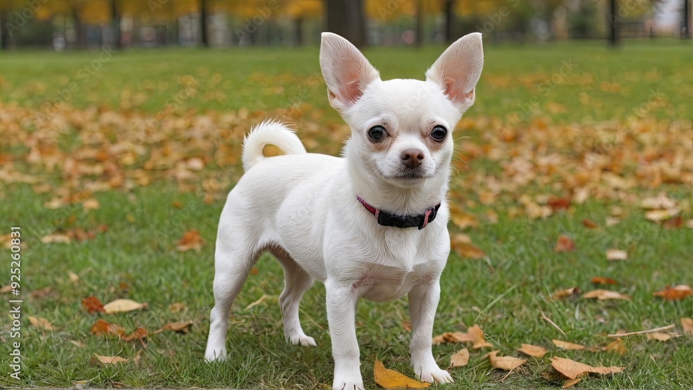 Cream smooth coat chihuahua dog in the park Cream smooth coat chihuahua dog in the park
