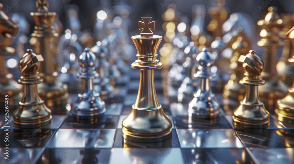 Shot of CHESS concept gold and si king surrounded with SILVER and GOLD chess pieces on game competition, chess battle, victory, success, team leader, teamwork, business strategy concept.3d rendering. Shot of CHESS concept gold and si king surrounded with SILVER and GOLD chess pieces on game competition, chess battle, victory, success, team leader, teamwork, business strategy concept.3d rendering.