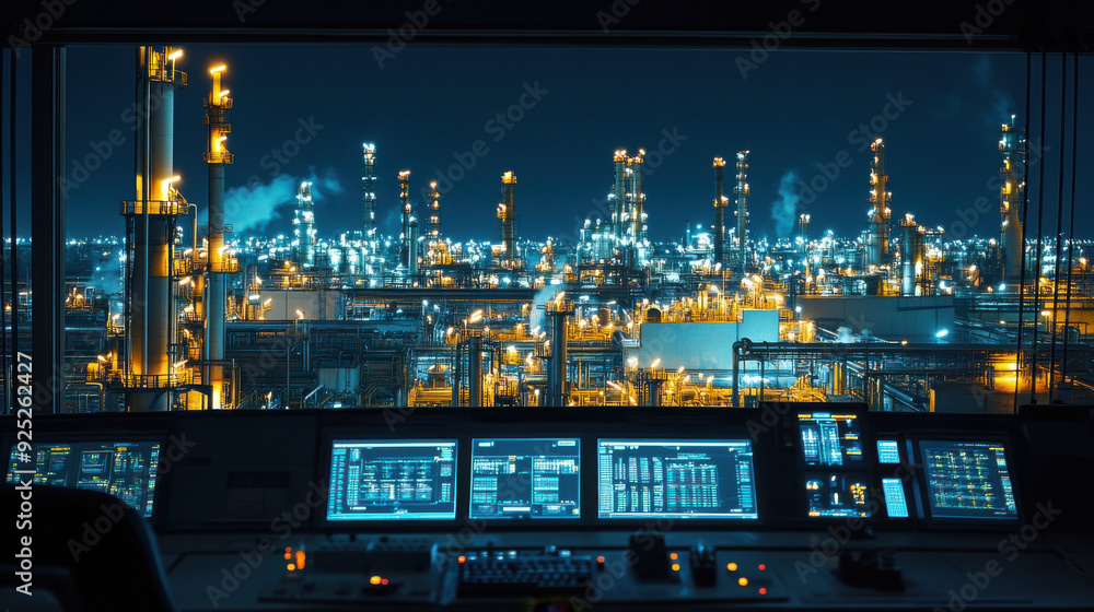 High-resolution image of a control room in a modern oil refinery High-resolution image of a control room in a modern oil refinery