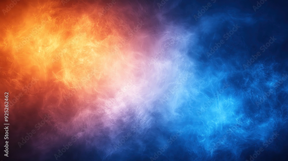 Fototapeta premium A stunning blend of vibrant orange and blue smoke, creating a mesmerizing abstract background for various creative projects.