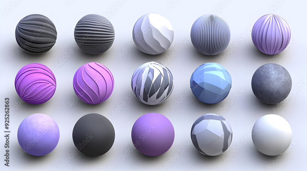 A collection of textured spheres in various colors and designs for graphic resource use. A collection of textured spheres in various colors and designs for graphic resource use.