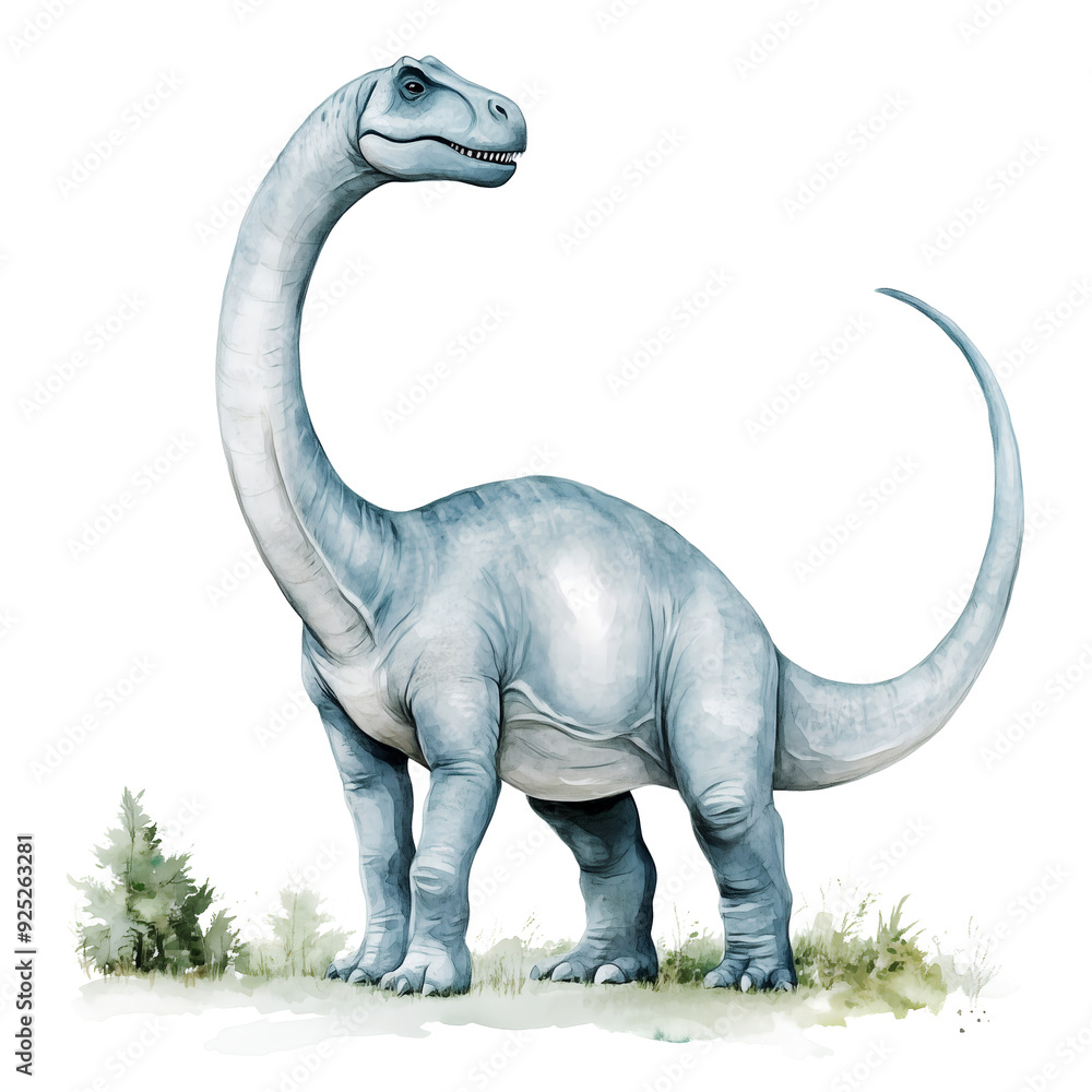 Dinosaur. Diplodocus. Watercolor illustration, isolated on white background. Dinosaur. Diplodocus. Watercolor illustration, isolated on white background.