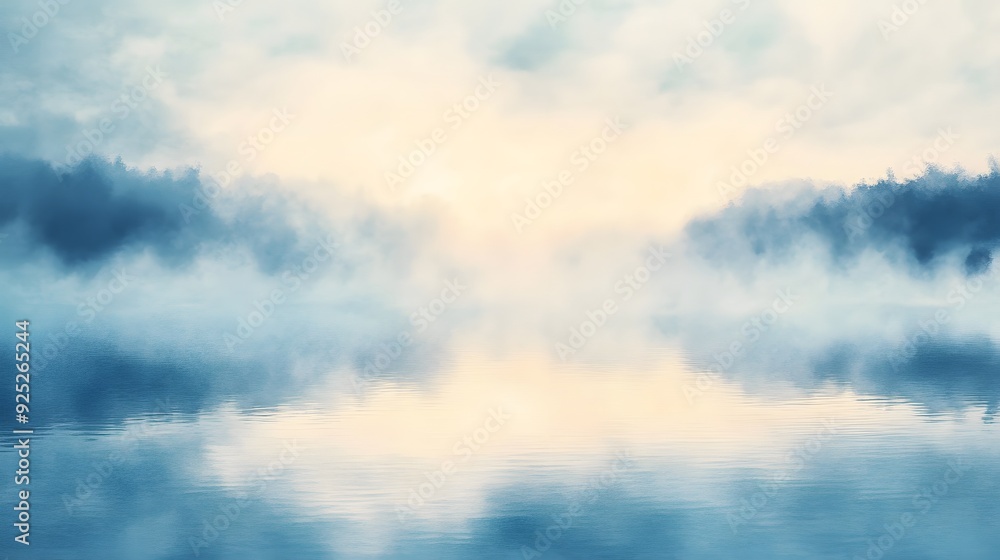 Obraz premium Abstract watercolor background with soft blue and yellow hues, reminiscent of clouds and sky. Perfect for design projects.