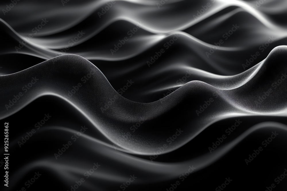 Abstract black fabric texture with smooth waves and soft contours, creating a serene and elegant atmosphere. Abstract black fabric texture with smooth waves and soft contours, creating a serene and elegant atmosphere.