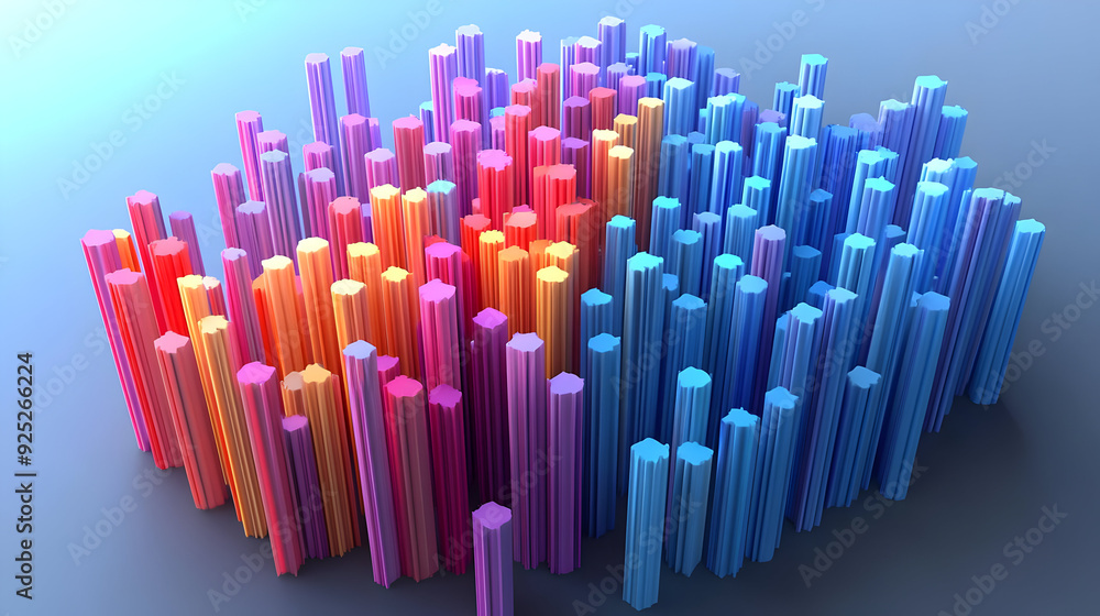 A colorful 3D bar graph representing data visualization in a vibrant manner. A colorful 3D bar graph representing data visualization in a vibrant manner.