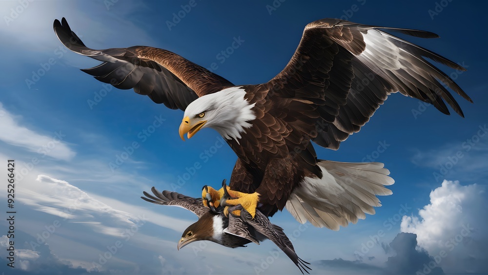 Bald Eagle Flying in Blue Sky with Prey in Talons, Real Photo, Pattern Background, Wallpaper, Cover and Screen for Smartphone, Cell Phone, Computer, Laptop Bald Eagle Flying in Blue Sky with Prey in Talons, Real Photo, Pattern Background, Wallpaper, Cover and Screen for Smartphone, Cell Phone, Computer, Laptop