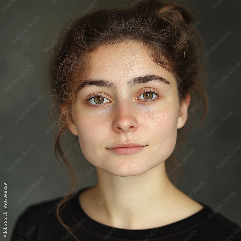 Naklejka premium Professionelles Porträt einer jungen Frau mit natürlichem Look. Perfekt für LinkedIn, Facebook oder andere soziale Medien