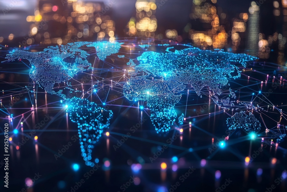 Global Digital Business Network Connection Illustration created with Generative AI Global Digital Business Network Connection Illustration created with Generative AI