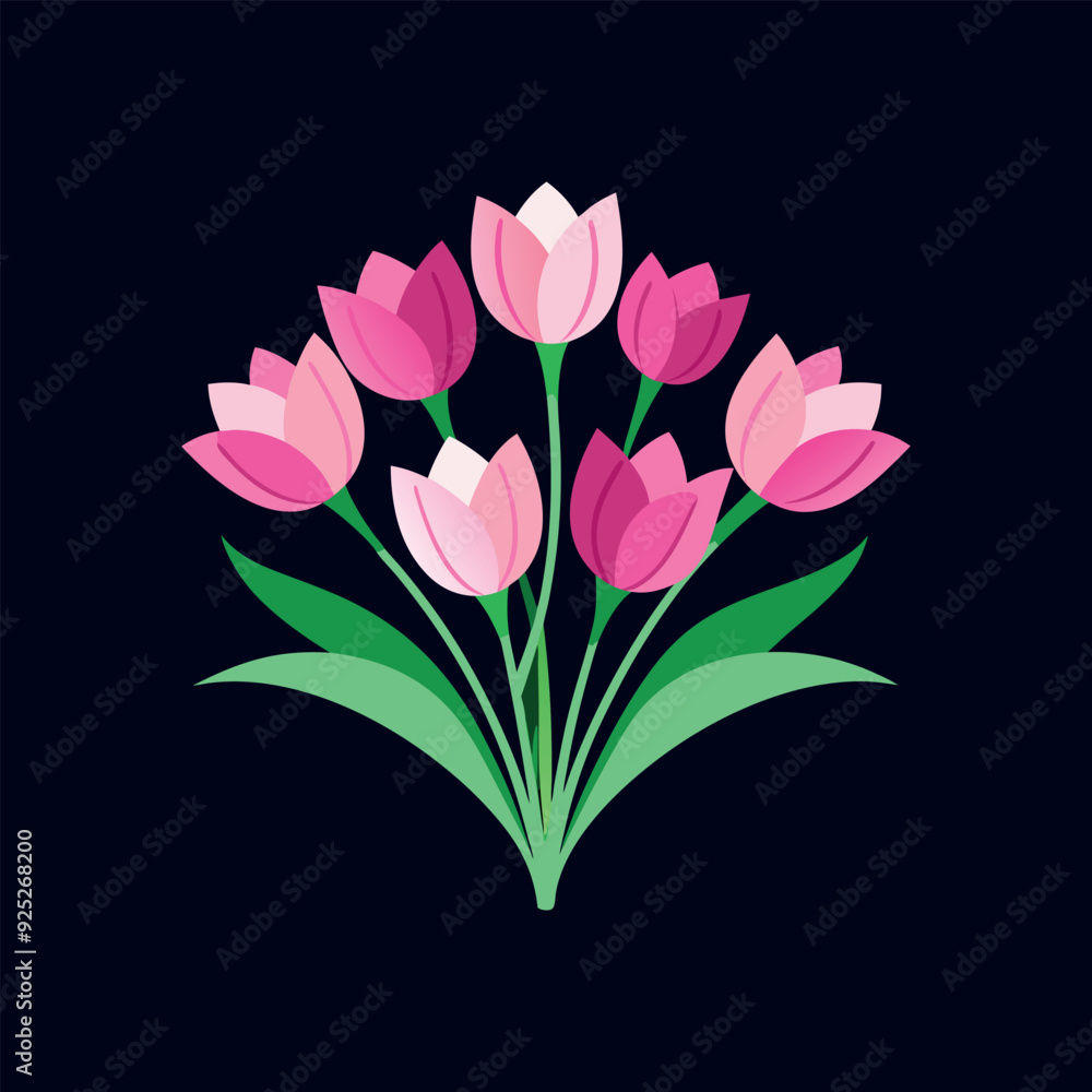 bouquet of pink tulips vector isolated illustration design bouquet of pink tulips vector isolated illustration design