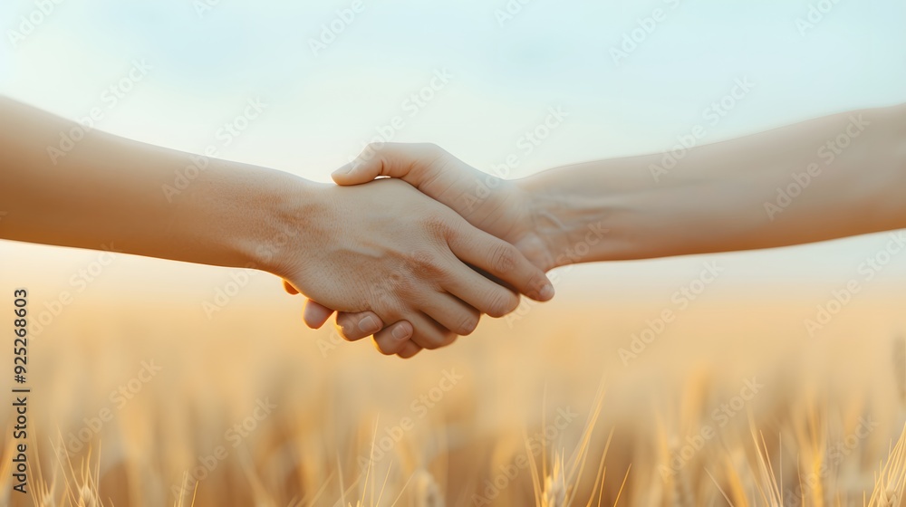 business people shaking hands in the field business people shaking hands in the field