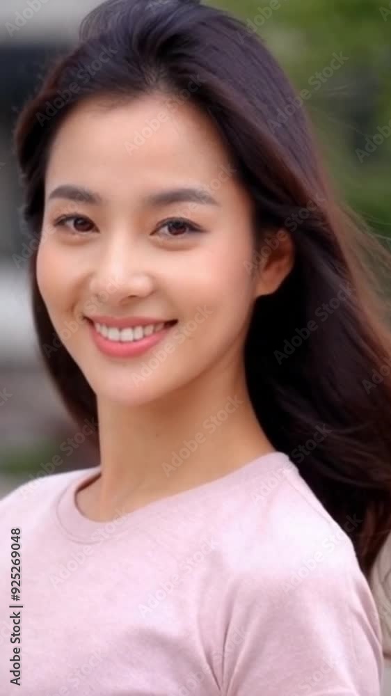 Beautiful Chinese model smiling for the camera. Beautiful woman looking to camera. People with beauty and skin care concept. Beautiful Chinese model smiling for the camera. Beautiful woman looking to camera. People with beauty and skin care concept.