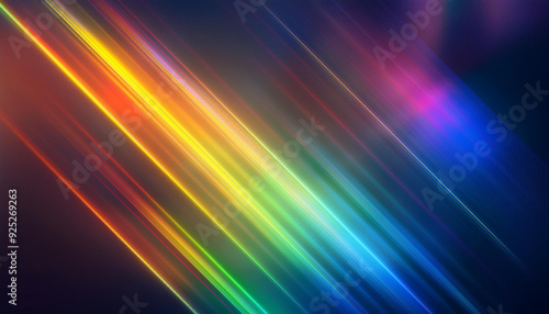 Vibrant Spectrum of Radiant Light Beams. Dynamic Display of Multicolored Waves in Motion on a Dark Background, Energy Flow Beauty of Refracted Light in Abstract Form. Poster Banner Wallpaper