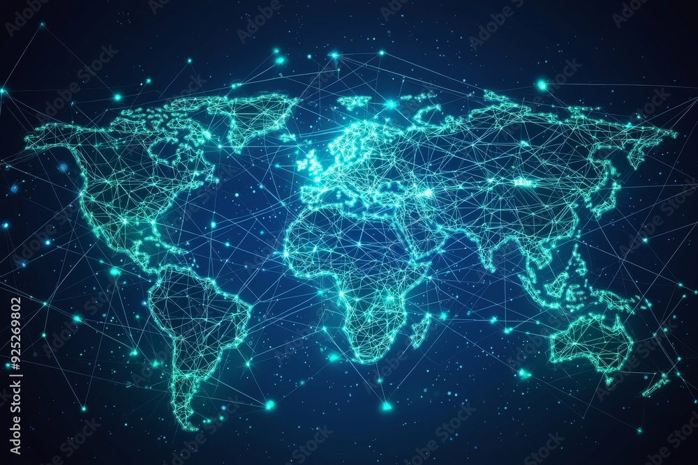 Global Digital Business Network Connection Illustration created with Generative AI