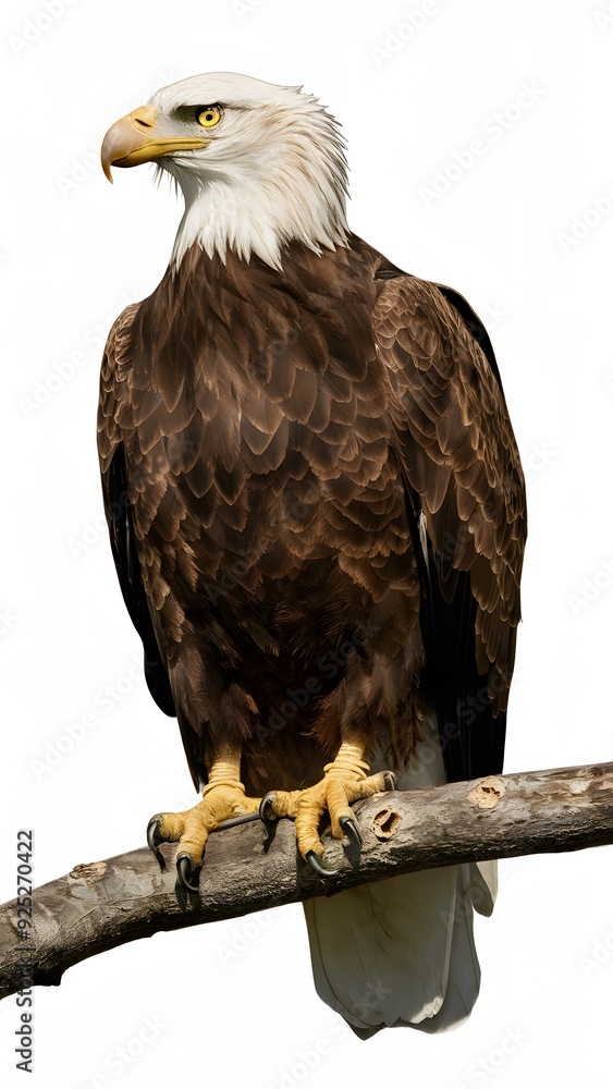 Bald Eagle Perched on Branch on White Background, Real Photo, Pattern Background, Wallpaper, Cover and Screen of Smartphone, Cell Phone, Computer, Laptop Bald Eagle Perched on Branch on White Background, Real Photo, Pattern Background, Wallpaper, Cover and Screen of Smartphone, Cell Phone, Computer, Laptop