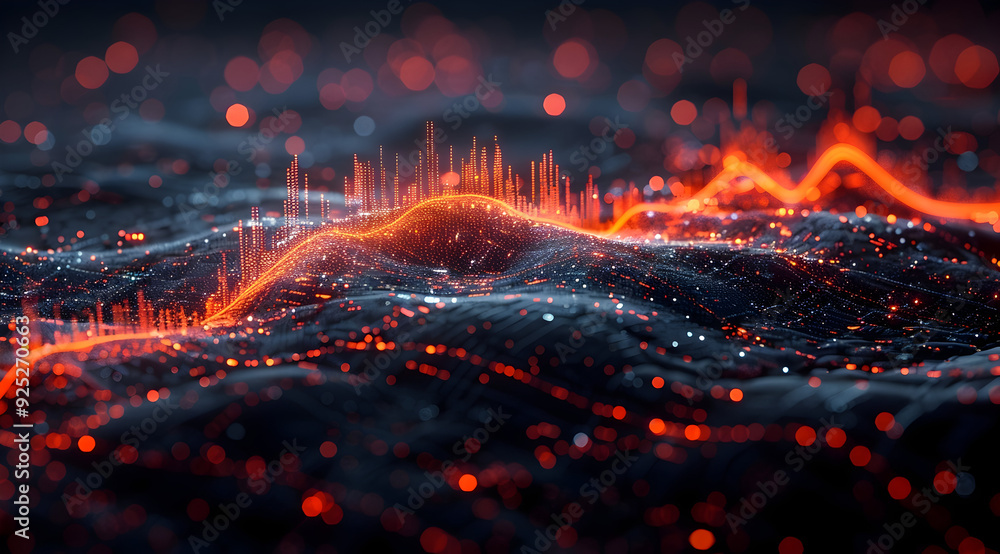 Naklejka premium Abstract 3D Background with Red and Orange Lights