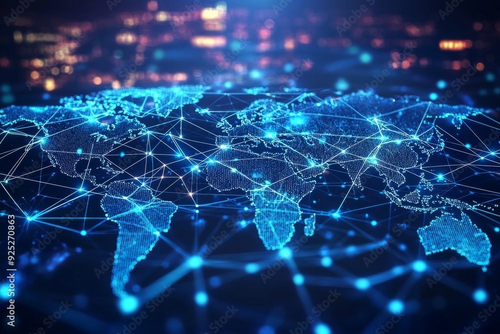 Global Digital Business Network Connection Illustration created with Generative AI Global Digital Business Network Connection Illustration created with Generative AI
