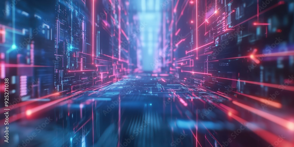 Futuristic Neon Tunnel with Vibrant Lights created by ai Futuristic Neon Tunnel with Vibrant Lights created by ai