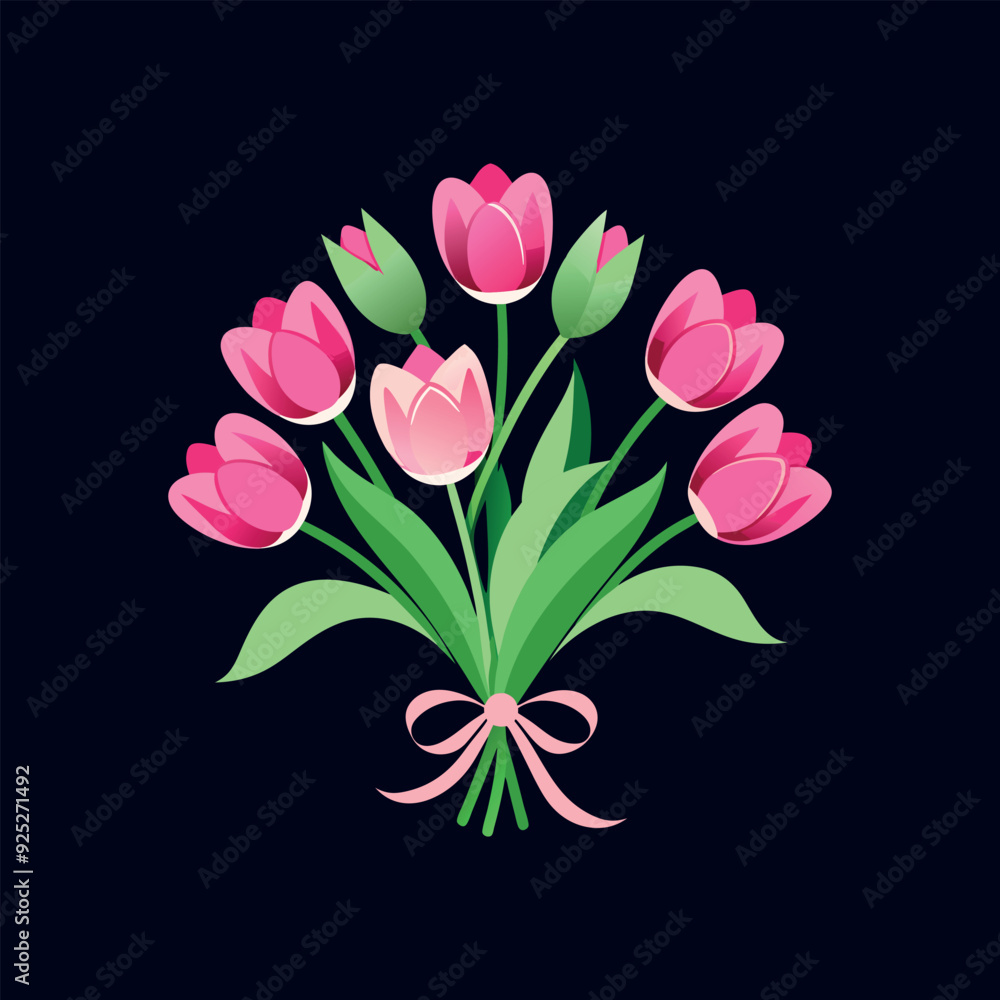 bouquet of pink tulips vector isolated illustration design bouquet of pink tulips vector isolated illustration design