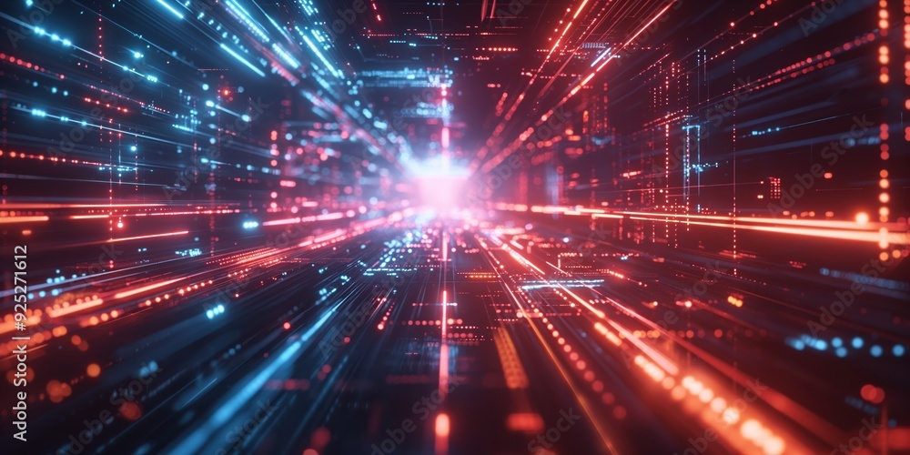 Futuristic Neon Tunnel with Vibrant Lights created by ai Futuristic Neon Tunnel with Vibrant Lights created by ai