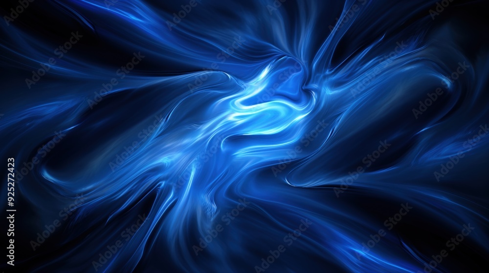 A mesmerizing array of blue swirls and curves intertwining against a dark backdrop, creating an ethereal and captivating abstract visual effect A mesmerizing array of blue swirls and curves intertwining against a dark backdrop, creating an ethereal and captivating abstract visual effect