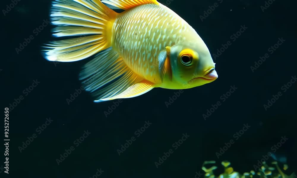 Radiant close up Goldfish in Dark Waters Radiant close up Goldfish in Dark Waters