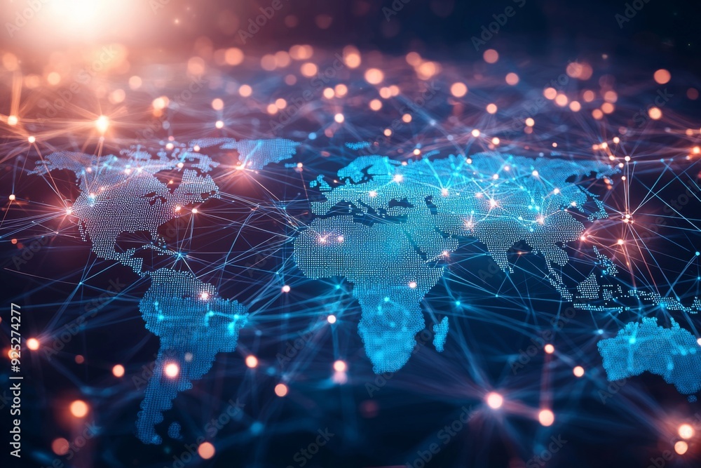 Global Digital Business Network Connection Illustration created with Generative AI Global Digital Business Network Connection Illustration created with Generative AI