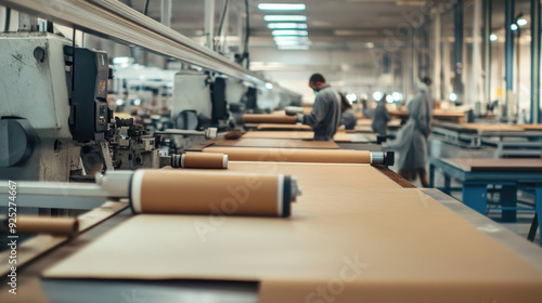 Industrial leather production line with skilled workers and state-of-the-art equipment