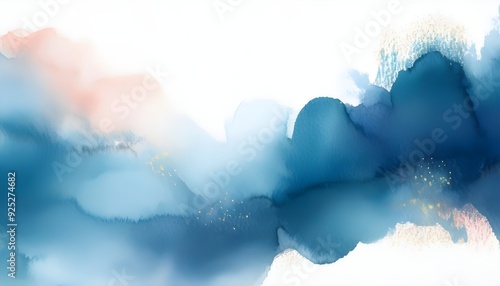 Abstract blue watercolor painting water texture background.