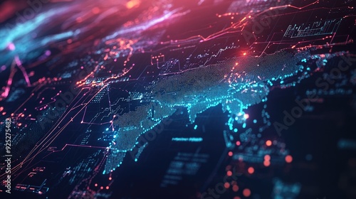High-tech digital economy trend graph with animated elements, capturing the fast-paced nature of global markets.