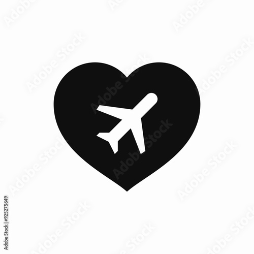 plane heart love sign icon