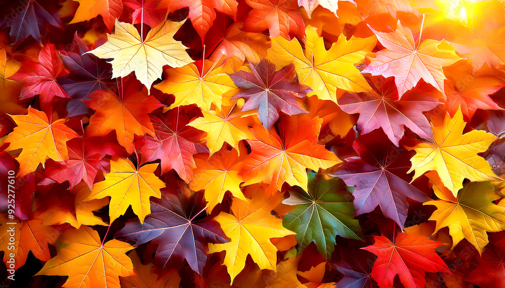 Bunte Blätter auf Waldboden von oben Bunte Blätter auf Waldboden von oben